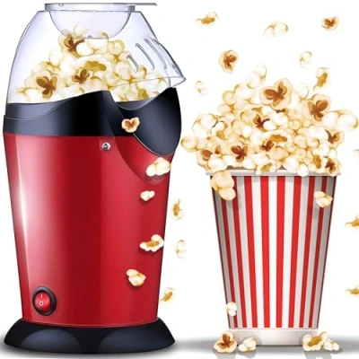 Afbeelding van Popcornmachine zonder vet en olie, 900 watt, hetelucht popcornmaker, gezonde snack, vetvrij olievrij popcorn thuis, keukengadget voor popcornmachine, snack