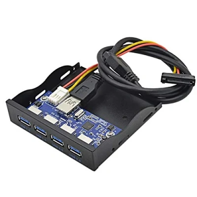 Afbeelding van Cablecc 4 poorts USB 3.0 hub frontpaneel naar 20 pins moederbord voor 3,5 inch diskette bay