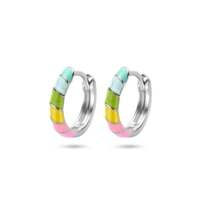 Afbeelding van zilver gerhodineerd klapoorringen emaille 1336097