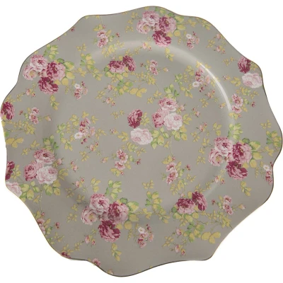 Afbeelding van Clayre &amp; Eef Dinerbord Ø 28 cm Groen Keramiek Rond Bloemen Eetbord