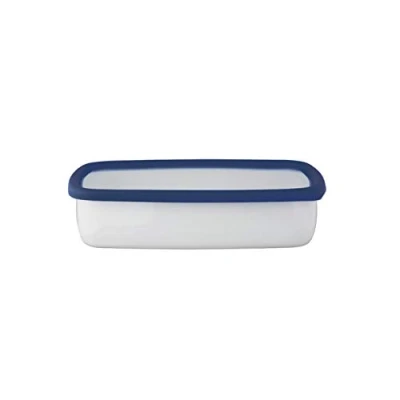 Afbeelding van HoneyWare Classic Line Emaille vershouddoos met deksel, plat, 3 l, hittebestendig tot 400 C, maaltijdbereidingsdozen geschikt voor alle warmtebronnen, oven en grill, opbergdoos deksel