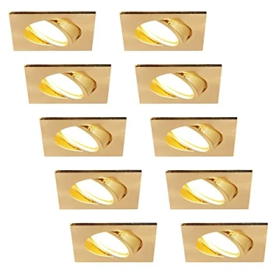 Afbeelding van HCFEI LED inbouwspot ultra vlak 425 lumen 230V 5W dimbaar behuizing rechthoekig zwenkbaar goudkleurig (10 stuks warm wit)
