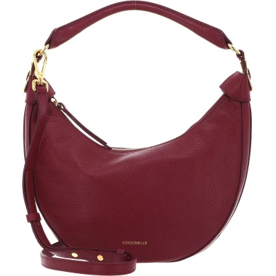 Afbeelding van COCCINELLE Leren Schoudertas Sunnie Handbag Grained Leathert Garnet Red Wijnrood