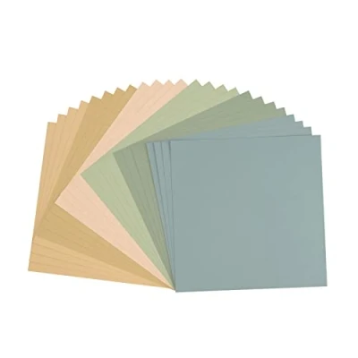 Afbeelding van Vaessen Creative Florence Cardstock papier, kleurenmix strandtinten, 216 g/m², vierkant, 30,5 x cm, 24 stuks, textuur, voor scrapbooking, kaarten maken, stansen en ander knutselwerk