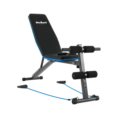 Afbeelding van Rebel Active Schuine Trainingsbank met Beensteunen en Weerstandsbanden Fitnessbank Verstelbare Bench Press Halterbank