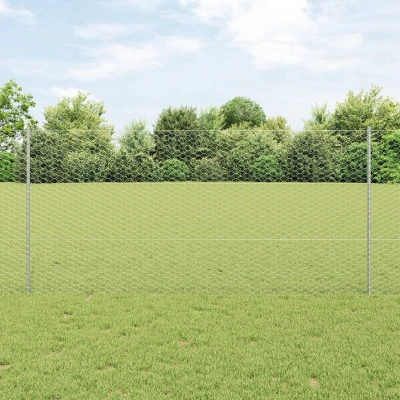 Afbeelding van vidaXL Hekpalen 10 st U kanaal 120 cm Gegalvaniseerd staal, Hexagonaal hek 1,2x10 m staal