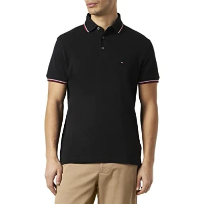 Afbeelding van Tommy Hilfiger Tipped SLIM Poloshirt, Heren, Maat: XS, Schwarz