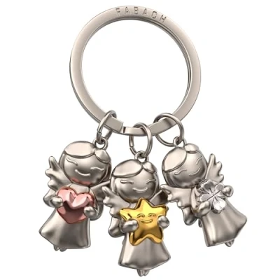 Afbeelding van FABACH beschermengel sleutelhanger 3 sterren engel geluksbrenger liefde geschenk auto van metaal, zilver, 1, Modern