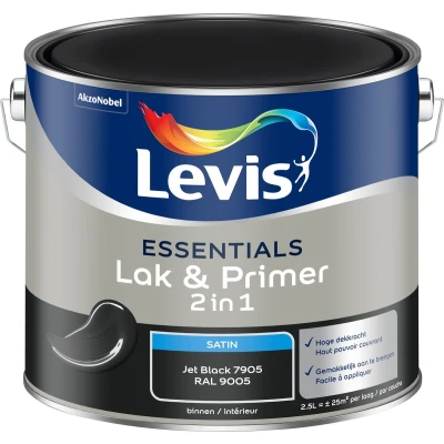 Afbeelding van Levis Essentials Lak &amp; Primer Jet Black (RAL 9005) 7905 2,5 L