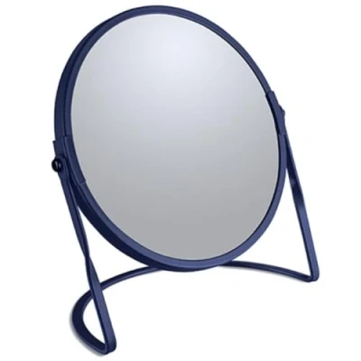 Afbeelding van Make up spiegel Cannes 5x zoom metaal 18 x 20 cm donkerblauw dubbelzijdig