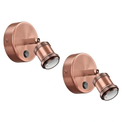 Afbeelding van ledscom.de 2 stuks wandlamp RETRA, schakelaar, brons mat, rond, 1x E27 max. 60W