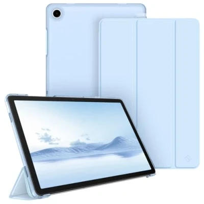 Afbeelding van FINTIE Beschermhoes voor Samsung Galaxy Tab A9+ 11 inch 2023, dun, licht, matte achterkant, doorschijnend, met automatische wekker/slaap A9 Plus (SM X210/X216/X218), hemelsblauw