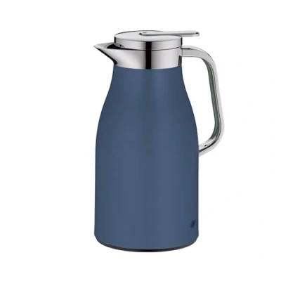 Afbeelding van alfi Skyline Roestvrijstalen thermoskan, 1,0 l, roestvrij staal, met hygiënisch inzetstuk van gehard glas, draaisluiting comfortabele drukknop, ergonomische handgreep, ideaal als koffiepot