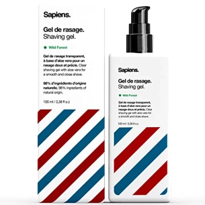 Afbeelding van Sapiens Barber Shop Scheergel voor heren, transparant, 100 ml, gemaakt in Frankrijk, 97% natuurlijk, met aloë vera optimaal glijden en nauwkeurige scheerbeurt van de baardcontouren