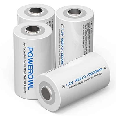 Afbeelding van POWEROWL LR20 Oplaadbare Batterij Vooraf opgeladen 10000mAh 1.2V Ni Mh Oplaadbaar Type D, 1200 Cycli Lage Zelfontlading Accu Pack van 4