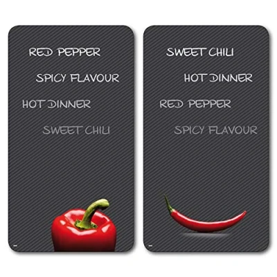 Afbeelding van Kesper 2 delige Chilli Design Multi Glass snijplaat, 52 x 30 0,8 cm, zwart