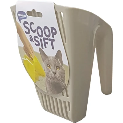 Afbeelding van Moderna plastic kattenbakschep scoop &amp; sift warmgrijs Gebr. de Boon