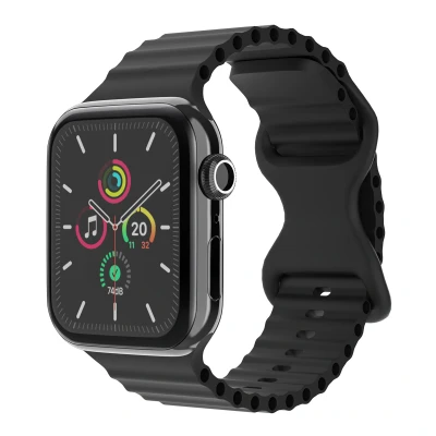 Afbeelding van imoshion Athletic siliconen bandje Geschikt voor Apple Watch 1, 2, 3, 4, 5, 6, 7, 8, 9, 10, SE, Ultra (2) 44/45/46/49 mm Zwart One Size