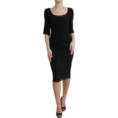 Afbeelding van Floral Lace Bodycon Midi Jurk In