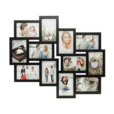Afbeelding van Fotolijst collage 12 foto&#039;s 10x15 zwart fotogalerij fotocollage deco wanddecoratie