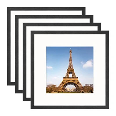 Afbeelding van YEEPHAN 30 x cm Vierkante zwarte fotolijst met houder voor 20 20cm fotolijst, 30,5 lijsten gemaakt van massief hout plexiglas voorkant wandmontage, pak 4