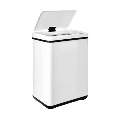 Afbeelding van WELL HOME MOBILIARIO &amp; DECORACIÓN Intelligente vuilnisemmer zonder poten met automatisch openen of handmatig contact, 40 l, hoogte: 55,5 x 35,5 26 cm, wit.