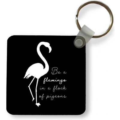 Afbeelding van Sleutelhanger Uitdeelcadeautjes Flamingo Letters Wit Plastic