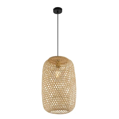 Afbeelding van Globo Hanglamp Modern interieur Bruin H:135cm Ø:31cm E27 Voor Binnen Bamboe Hanglampen Woonkamer Slaapkamer Eetkamer