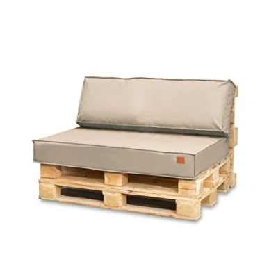 Afbeelding van Bielik Waterdicht Palletkussen Set 120 x 80 cm Geschikt voor Euro Pallet Tuinmeubelen, Zitkussen Tuin, Balkon en Terras (Beige, Seat 120x80cm + 1 Cushion 120x40cm)