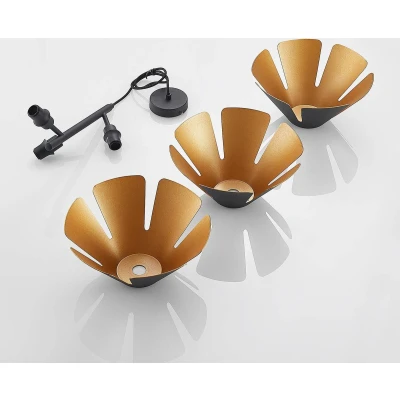 Afbeelding van Lucande hanglamp 3lichts staal, aluminium H: 55 cm E14 zwart, goud