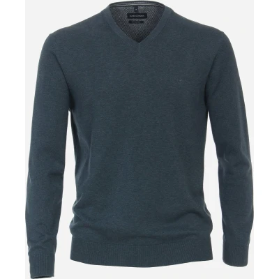 Afbeelding van Casa Moda Pullover Blauw Melange maat 4XL Heren Trui met Regular fit Pasvorm Katoen Suitable Herenkleding