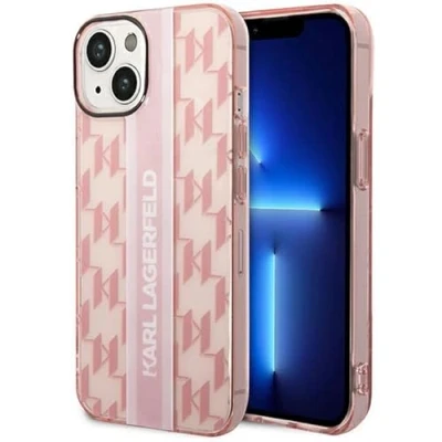 Afbeelding van Karl Lagerfeld Monogram Vertical Stripe Back Case geschikt voor Apple iPhone 14 Plus (6.7&quot;) Roze