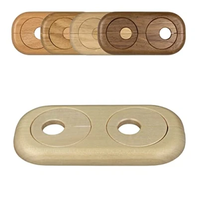 Afbeelding van Dubbele rozet voor verwarmingsbuizen, variabele buisafstand, echt hout: esdoorn, beuken, eiken, walnoot, afdekking, radiator, 15 mm, esdoorn