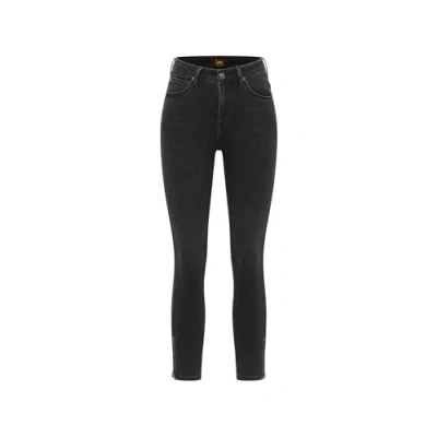Afbeelding van Lee Scarlett Damesjeans met hoge rits, taille, skinny cropped fit, pijpen, True To Black, 33W x 33L