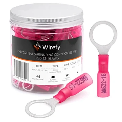 Afbeelding van Wirefy 150 Stuks M10 Kabeloog Kabelschoenen Krimpkous Auto&#039;s Rond Connector Kit Geïsoleerd 0,5 1,5 mm²