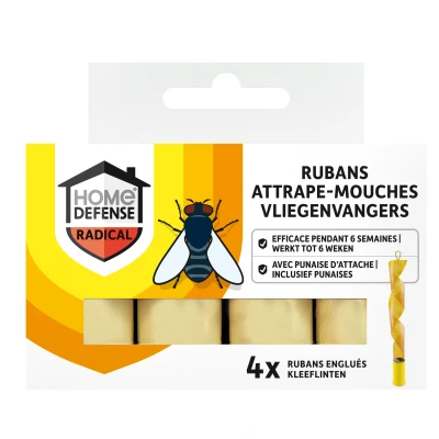 Afbeelding van HOME DEFENSE® Vliegenvangers Kleeflinten Plakstrip 4 stuks Vliegenvanger kleefband