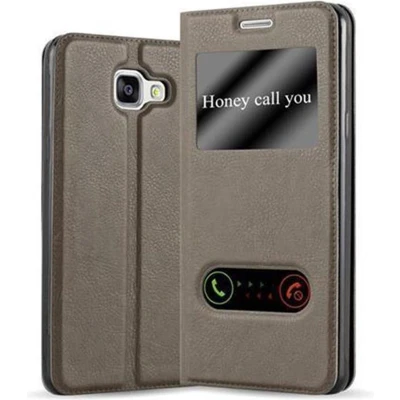 Afbeelding van Cadorabo Hoesje geschikt voor Samsung Galaxy A3 2016 in STEEN BRUIN Beschermhoes met magnetische sluiting, standfunctie en 2 kijkvensters Book Case Cover Etui