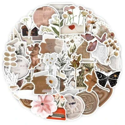 Afbeelding van 60 stks Vintage Stickers voor Scrapbooking Esthetische Scrapbook Retro Koffer Laptop