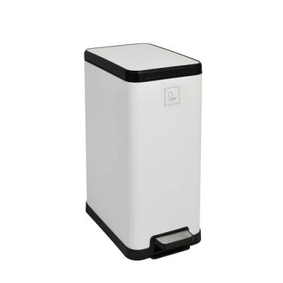 Afbeelding van SVITA STM15 Vuilnisemmer, pedaalemmer, afvalemmer, 15 l, inclusief Binnenemmer, softclose deksel, voetpedaal, vrijstaand, rechthoekig, wit