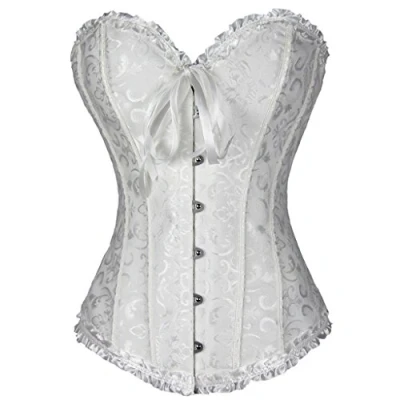 Afbeelding van Everbellus Korset met spiraal, voor dames, tailletrainer, bandkorset spiraalvormig stalen balein, Kleur: wit, L