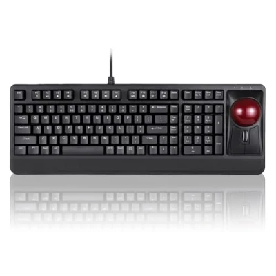 Afbeelding van Perixx periboard 522 bekabeld trackball toetsenbord, ingebouwde 2,17 inch track ball met punt en scroll functie, Amerikaanse lay out