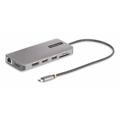 Afbeelding van StarTech.com USB C Triple Monitor Multiport Adapter, HDMI/DisplayPort, 4 Port Hub, PD Pass Through, GbE, SD/MicroSD slots