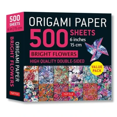 Afbeelding van Origami Paper 500 Sheets Bright Flowers 6&quot; (15 cm): Double Sided with 12 Punchy Floral Designs (Instructions for 5 Projects Included)
