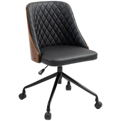 Afbeelding van Vinsetto bureaustoel, draaistoel, thuisbureaustoel, in hoogte verstelbaar, ergonomisch, 360 zwenkwielen, zwart schuim, 48.5 x 54.5 81 87 cm