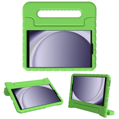 Afbeelding van Samsung Galaxy Tab A9 Hoes: iMoshion Kidsproof Backcover met handvat Shockproof/Valbescherming Softcase,Backcover Groen Siliconen En TPU (