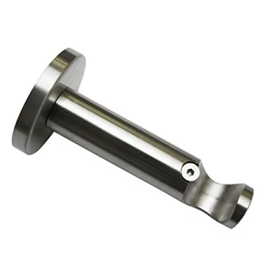 Afbeelding van Gardinia Steun met metalen montageplaat voor gordijnroedes, 1 stang, open, inclusief alle montage onderdelen, Chicago collectie, diameter: 20 mm, rvs look