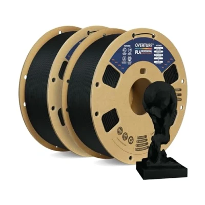 Afbeelding van OVERTURE PLA Pro filament 1,75 mm, Toughness Enhanced PLA+ Roll, 1 kg per spoel, 2 voor 3D printen, zwart +