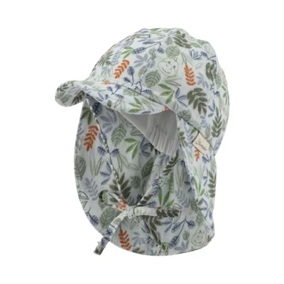 Afbeelding van Sterntaler Peaked cap met nekbescherming Bladeren licht turkoois