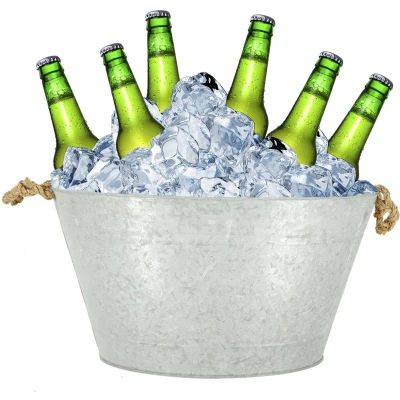 Afbeelding van Esschert Drankkoeler/bierkoeler zink zilver L50 X D36 H27 cm 22 liter IJsemmers