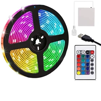 Afbeelding van USB Powered LED Strip Light RGB Battery Box + Controller Multi Color 3m